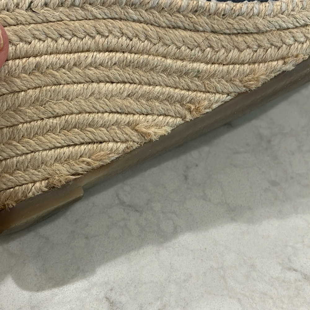 Softwalk Hartley Navy Leather Wedge‎ Espadrille Sandals W/Box Sz 7.5- EUC - Picture 15 of 15